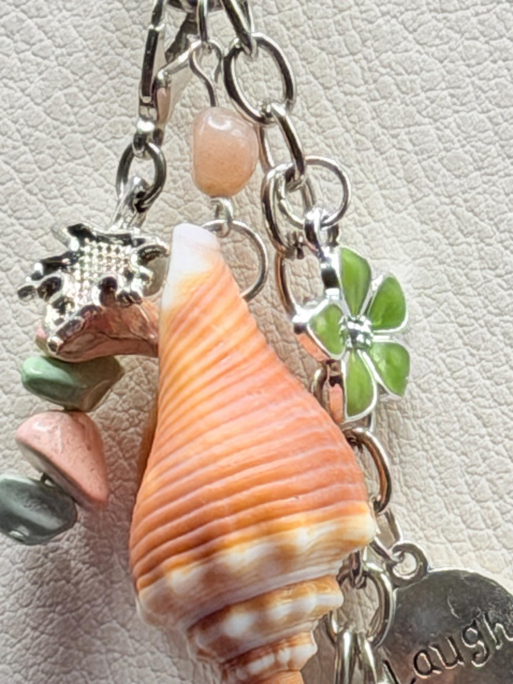 Florida coastal Conch Shell Bag Charm - Handmade Beach Coastal Purse Accessory Ocean Lover Gift