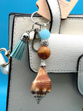 Coastal Conch Shell Bag Charm Keychain Beach Lover Gift Handmade Seashell Ocean Accessory