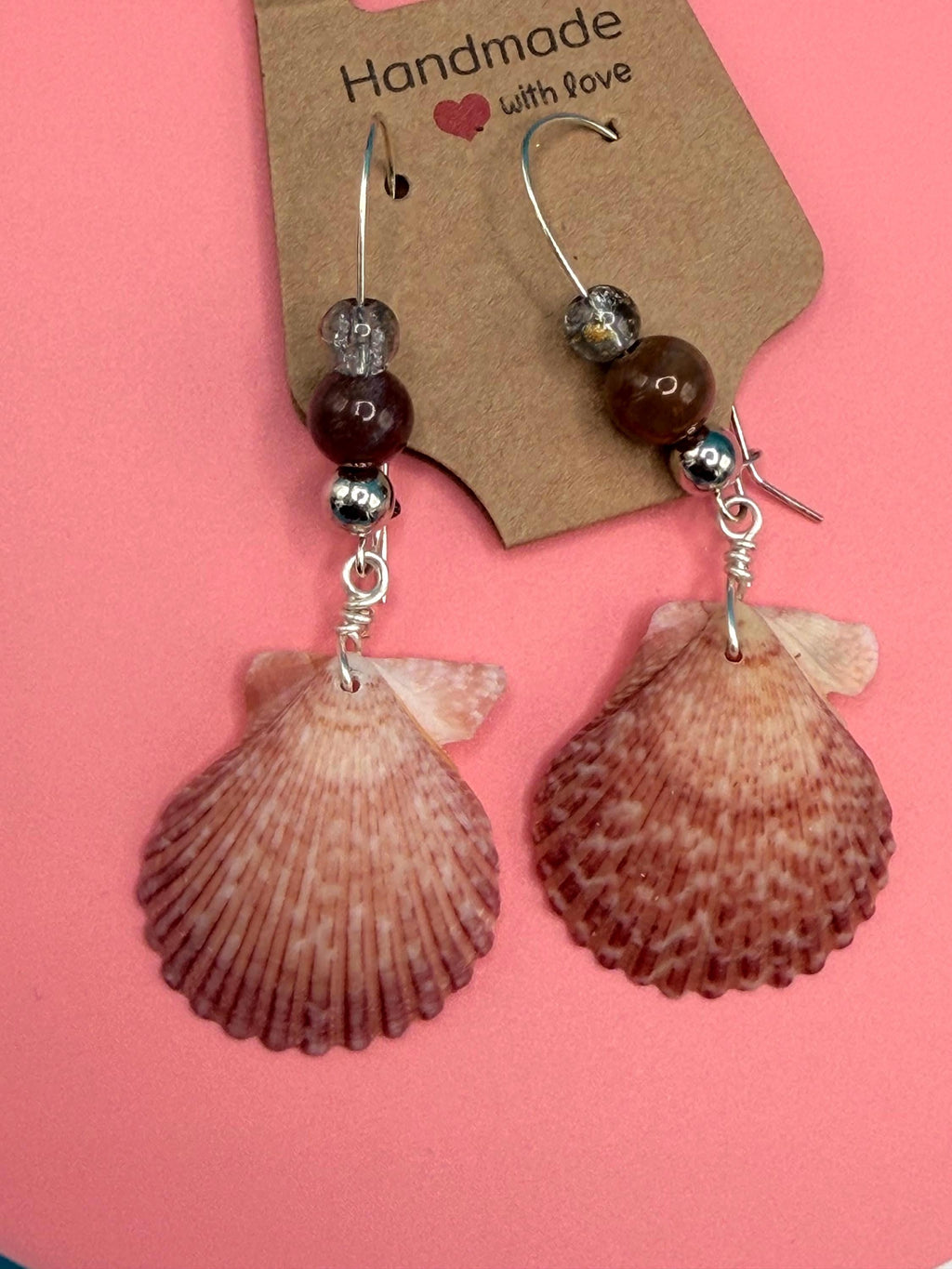Handmade Scallop Shell Earrings Beach Coastal Ocean Nautical Florida Seashell Jewelry Gift