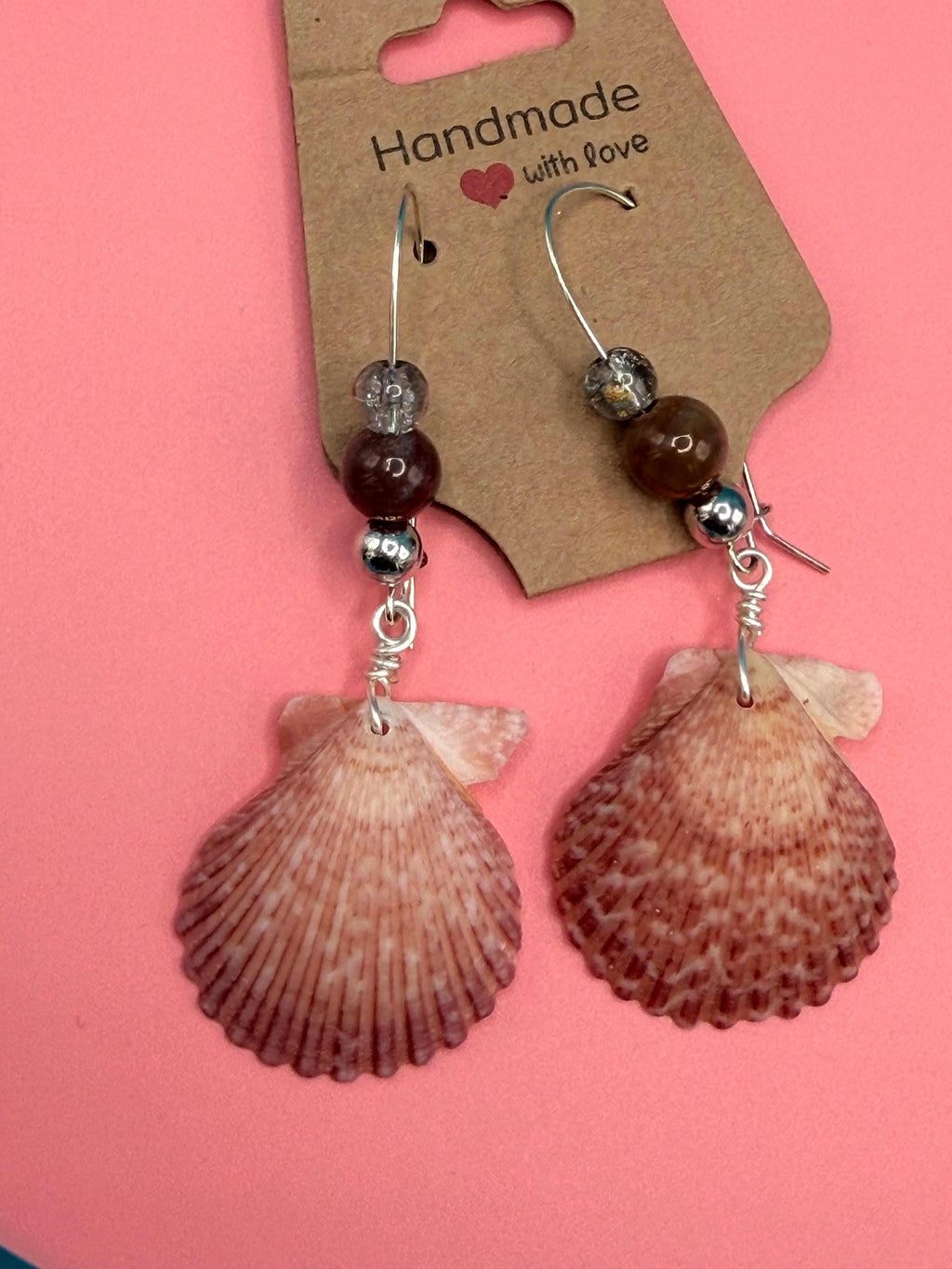Handmade Scallop Shell Earrings Beach Coastal Ocean Nautical Florida Seashell Jewelry Gift