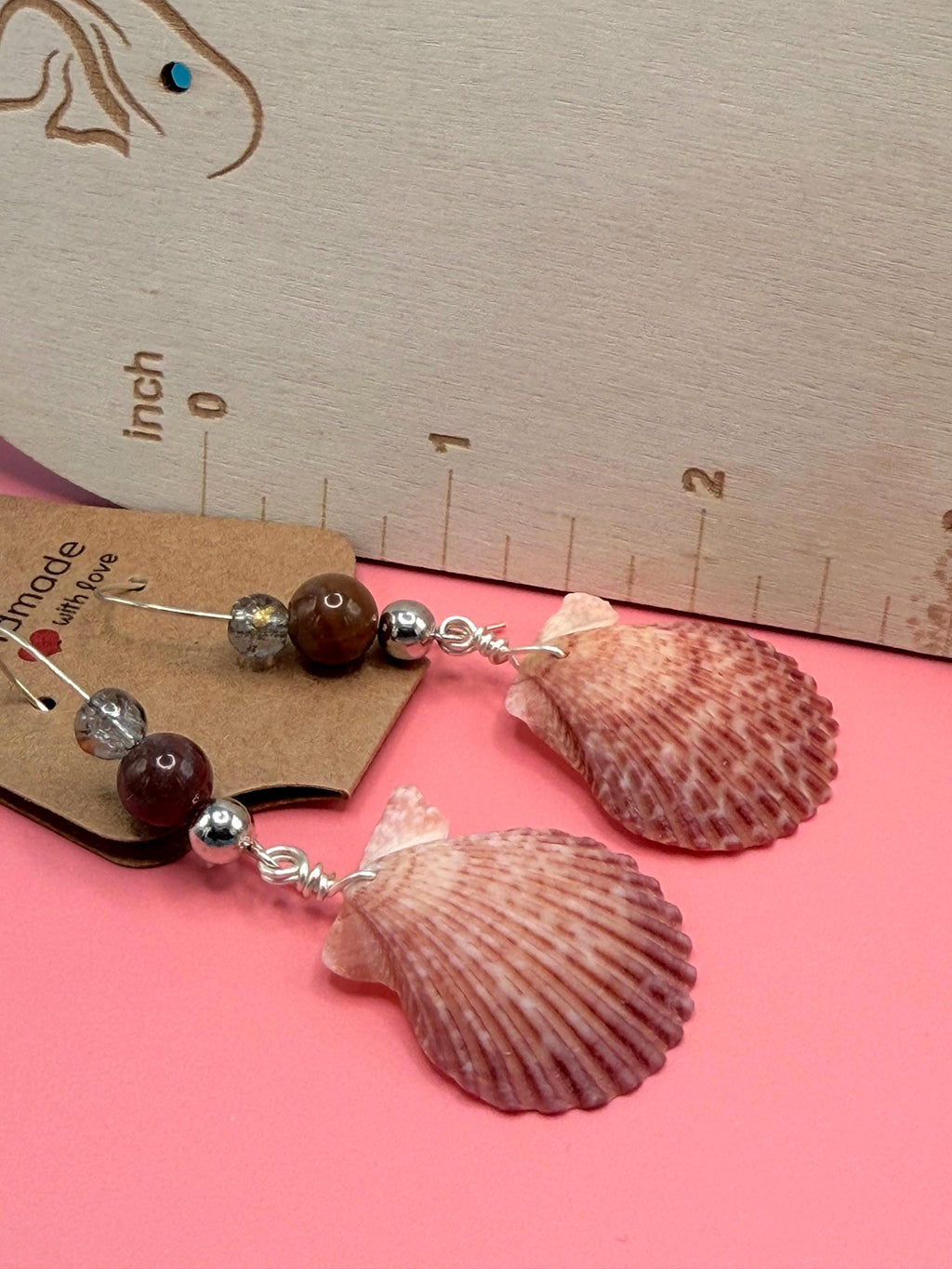 Handmade Scallop Shell Earrings Beach Coastal Ocean Nautical Florida Seashell Jewelry Gift