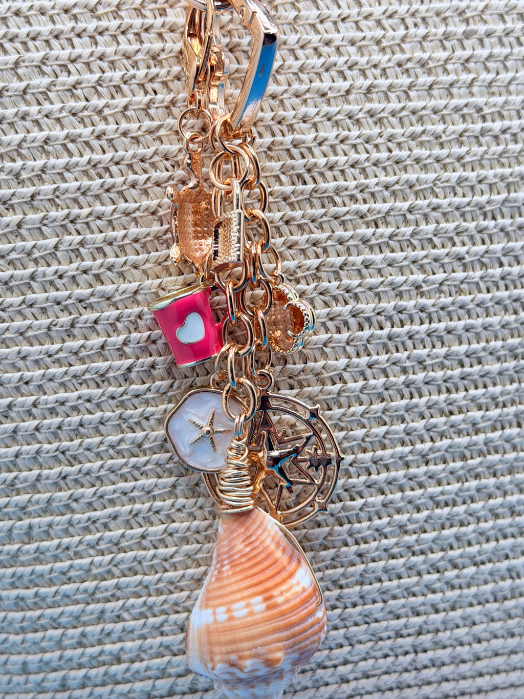 Coastal Bag Charm with Seashell  Beach Accessory, Ocean Lover Gift