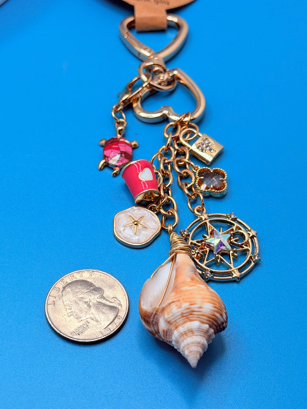 Coastal Bag Charm with Seashell  Beach Accessory, Ocean Lover Gift