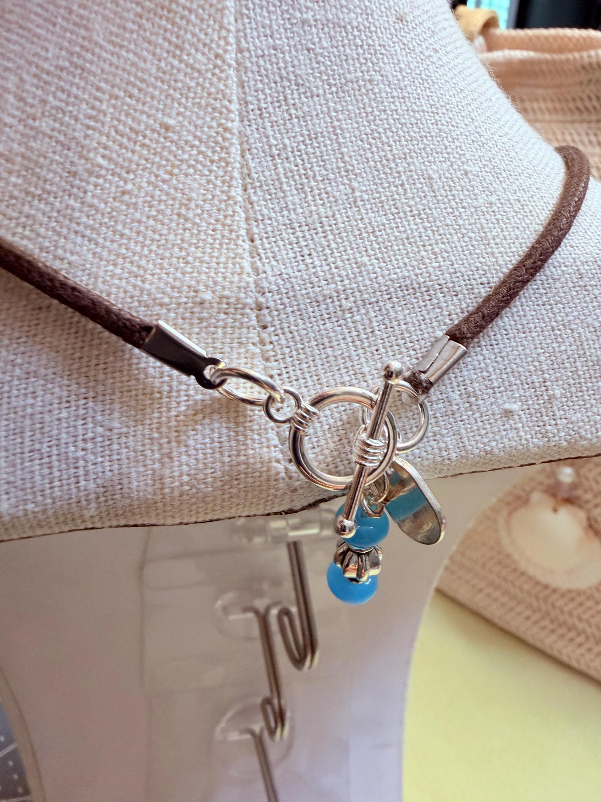 Handmade Seashell Pendant Necklace With Turquoise Brown Beads Coastal Boho