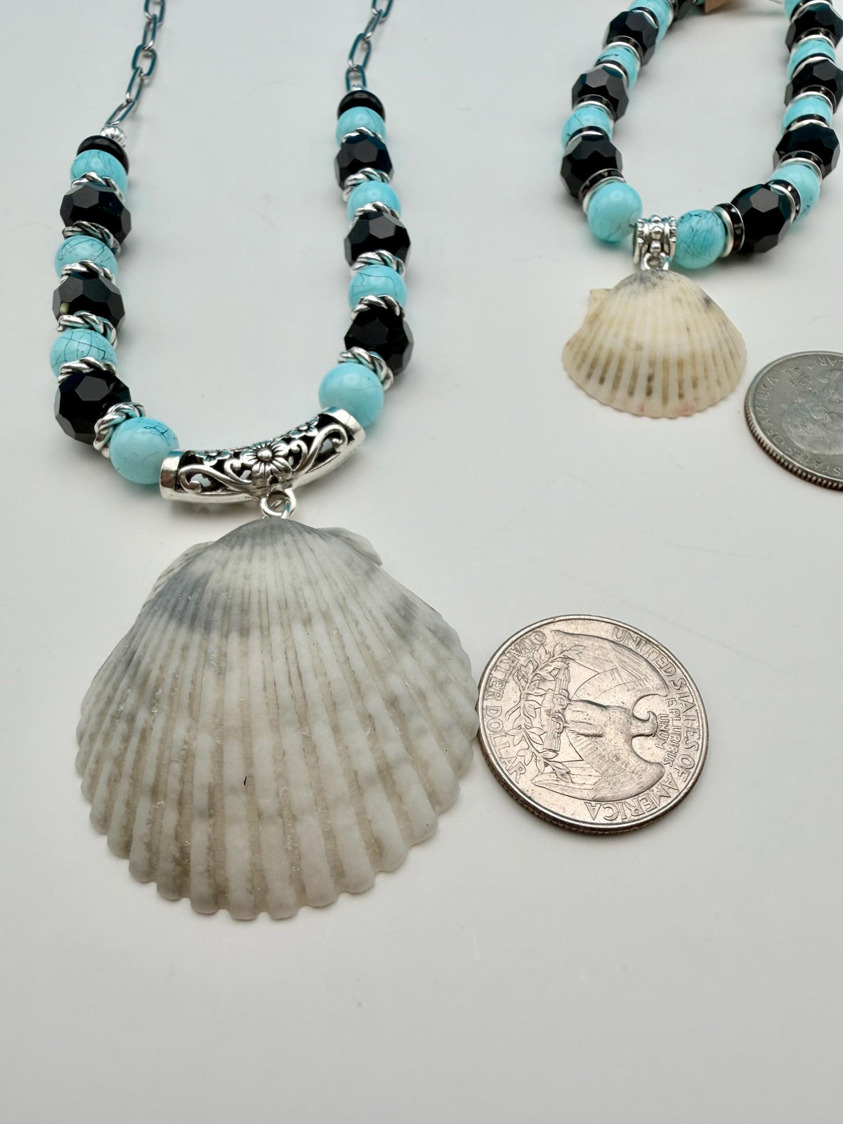 Turquoise Sanibel Island Handmade Seashell Necklace and Bracelet Jewelry Set
