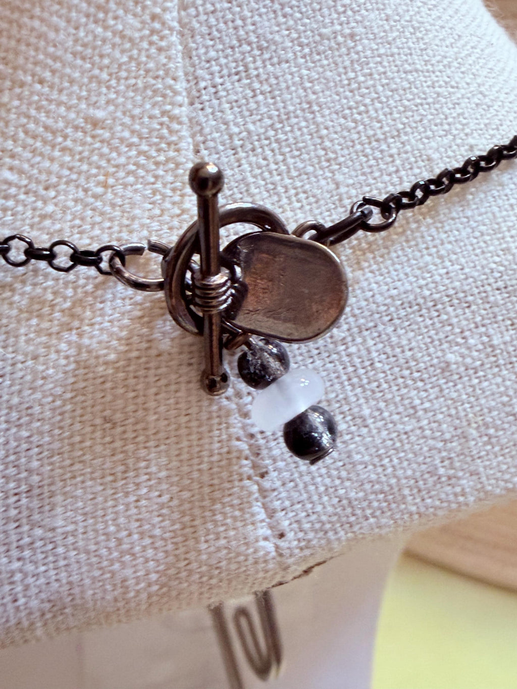 Natural Scallop Shell Necklace Handmade With Black Stainless Steel Chain