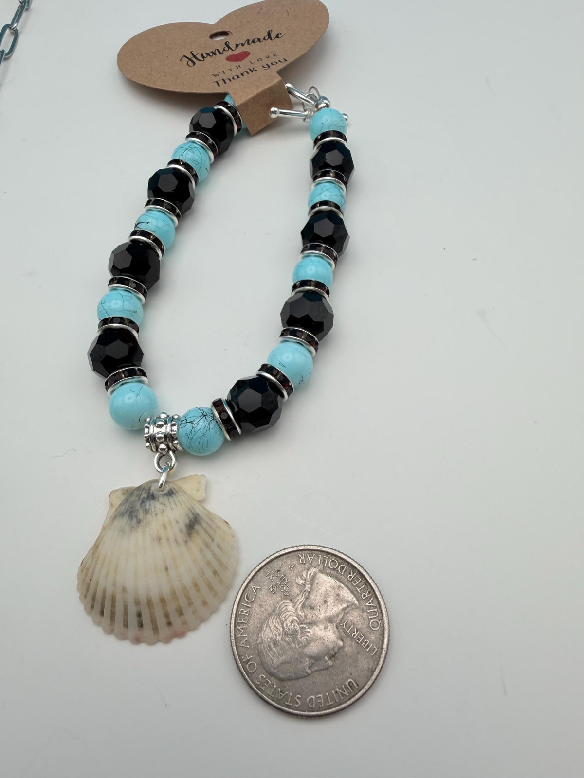 Turquoise Sanibel Island Handmade Seashell Necklace and Bracelet Jewelry Set