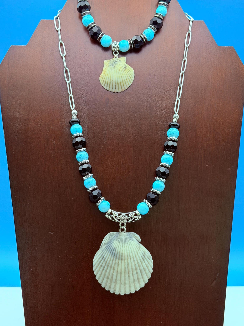 Turquoise Sanibel Island Handmade Seashell Necklace and Bracelet Jewelry Set