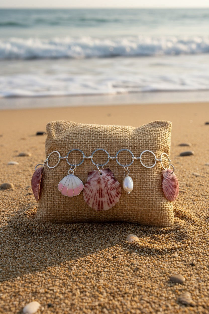 Cali shores Real Natural Florida Shell Charm Bracelet 9 inches