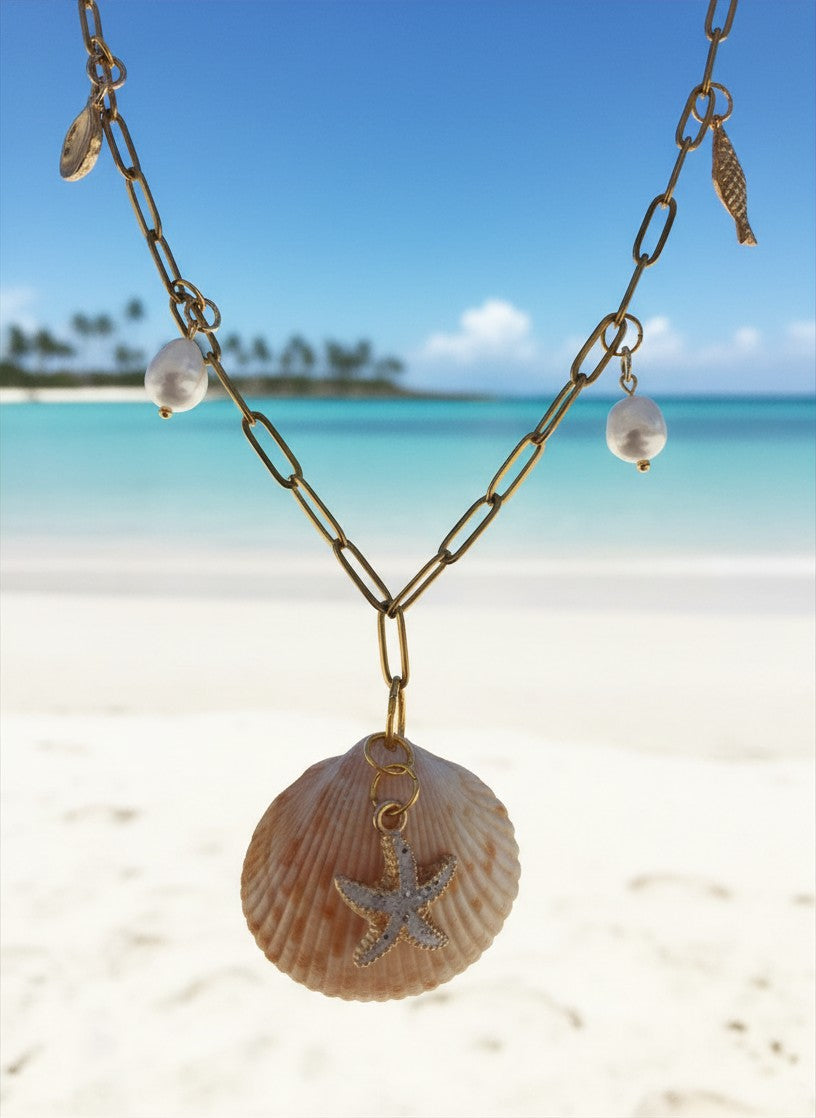 Gulf Shore Cockle Set – Shell Necklace & Earrings