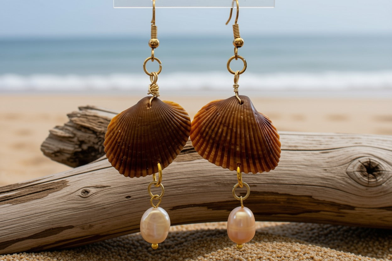 Golden Sunset Shell Earrings
