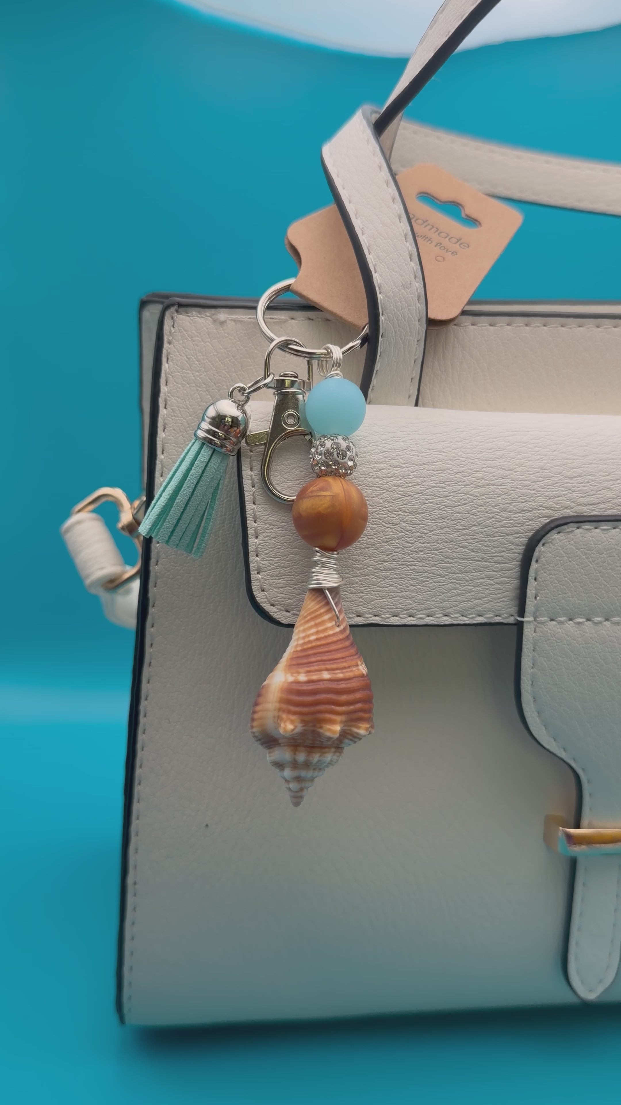 Blue Tide Crystal Shell Keychain
