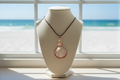 White Shell Pendant Necklace with Window Beach View